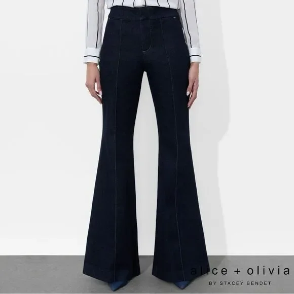 Alice + Olivia **NWT** The Trouser Flared Jean in Dark Rinse Denim